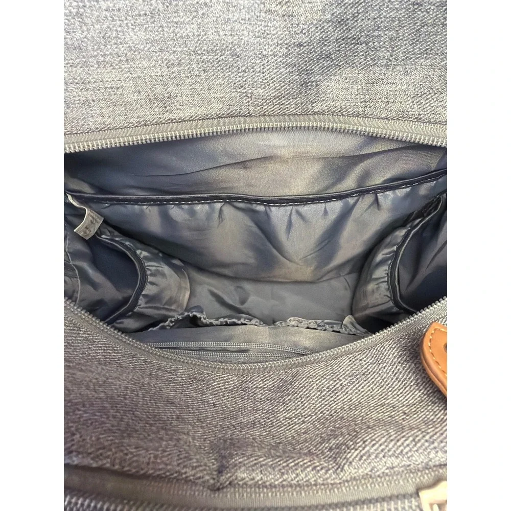 Diaper‎ Bag Backpack Grey Quilted Multi-Pocket Travel Bag with Pacifier Pod